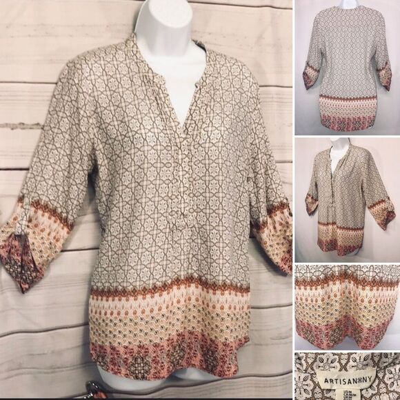 Artisan Ditsy Floral Boho Tunic Top - Picture 11 of 11